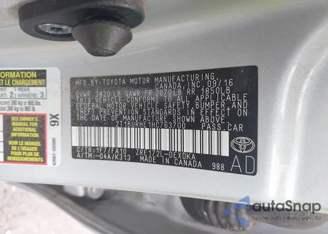 2017 Toyota Corolla L from USA, damaged, VIN 2T1BURHE1HC763700
